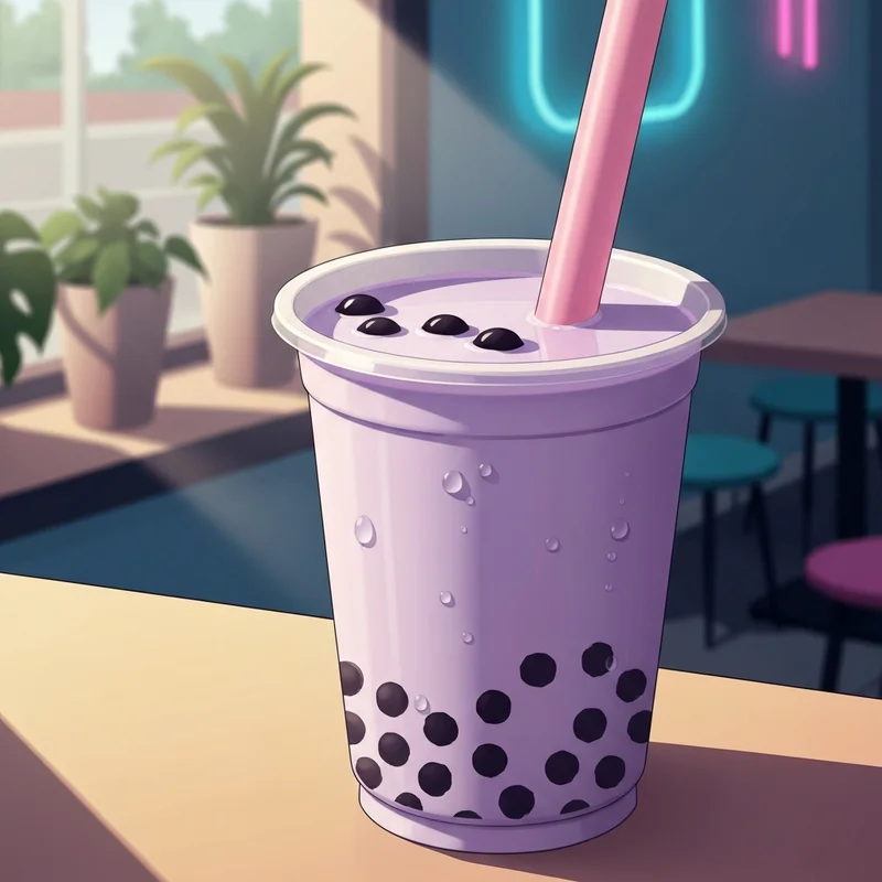 A high-quality lavender taro drink representing the best boba milk tea flavors of 2025.