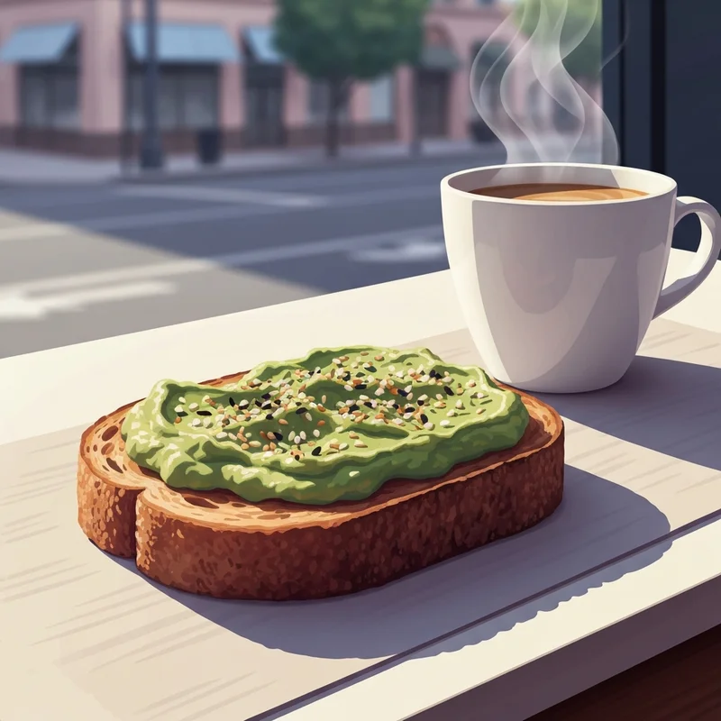 A close-up shot of the popular dunkin avocado toast on sourdough bread with everything bagel seasoning.
