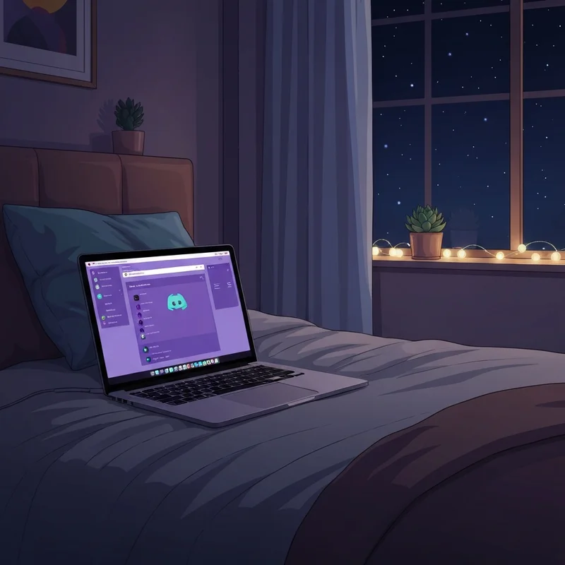A peaceful digital sanctuary setup showing a laptop with the discord interface open, illustrating how to make a diary on discord.