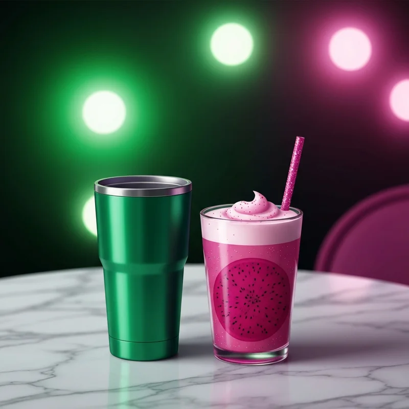 A vibrant display of the viral wicked starbucks drinks and the Emerald City metallic cup in a magical cafe setting.