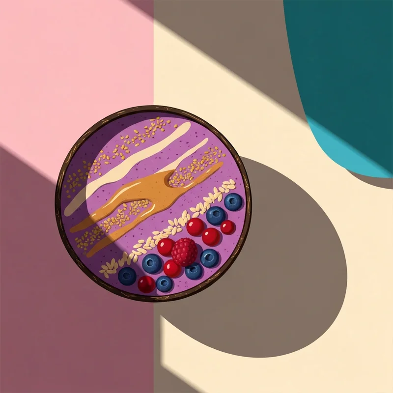 Aesthetic acai bowl toppings arranged in a beautiful pattern.