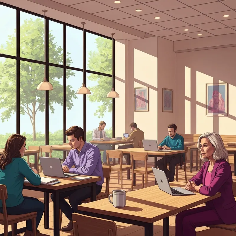 A group of FSU students sitting at a table inside a Starbucks Tallahassee with laptops and coffee cups.