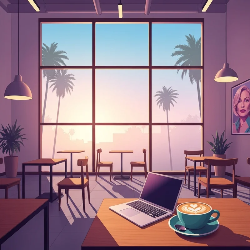 A peaceful morning scene inside a Starbucks San Jose location showing a laptop and coffee on a table.