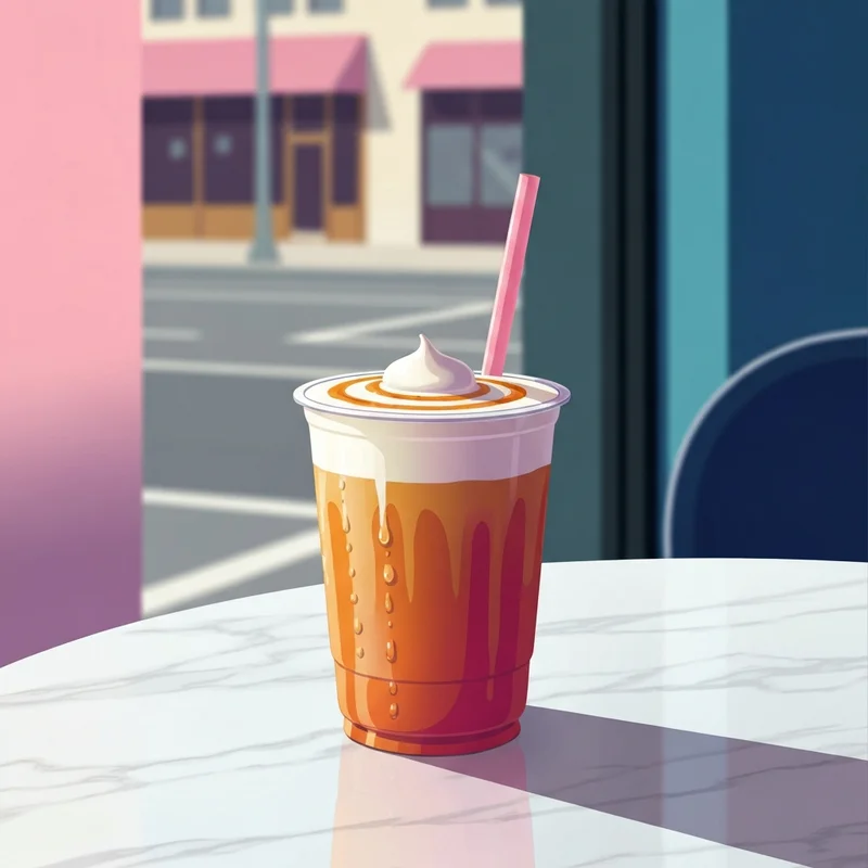 A perfectly layered iced coffee with caramel swirls and cold foam, representing the best dunkin drinks for a morning ritual.