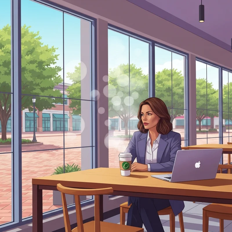 A professional woman working on a laptop inside a Starbucks Cary NC inspired productivity space.