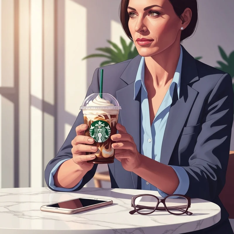 A woman enjoying one of the many delicious sugar free options at starbucks in a sunny cafe.