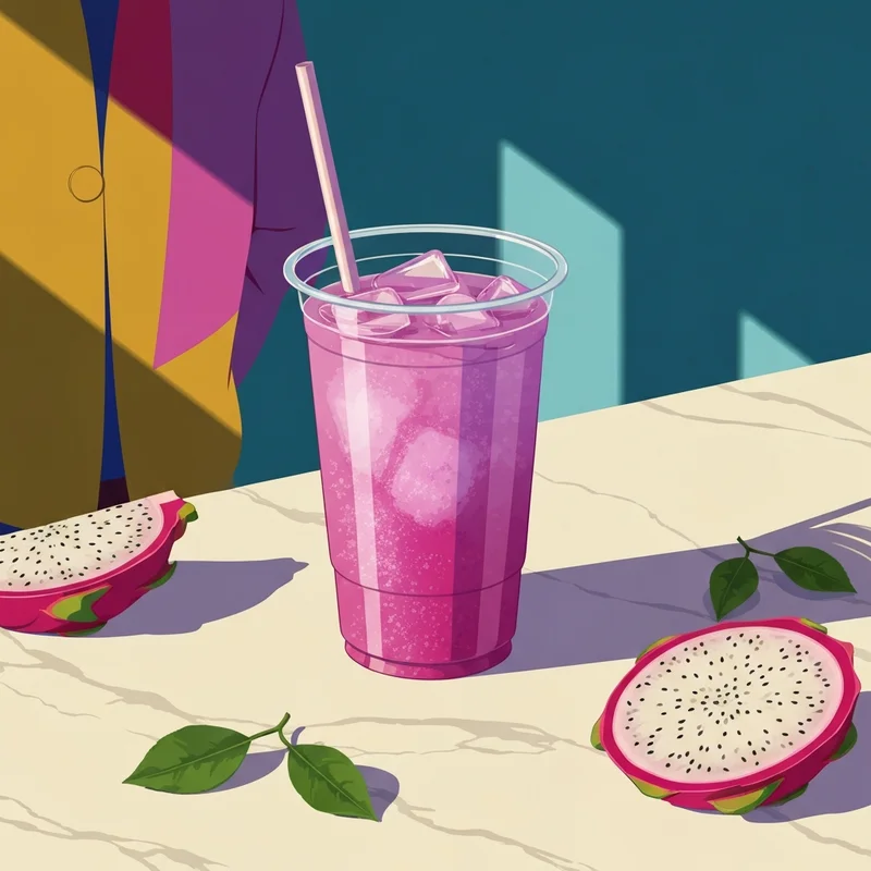 A colorful iced drink on a counter used to illustrate the question does dunkin refreshers have caffeine for health-conscious consumers.