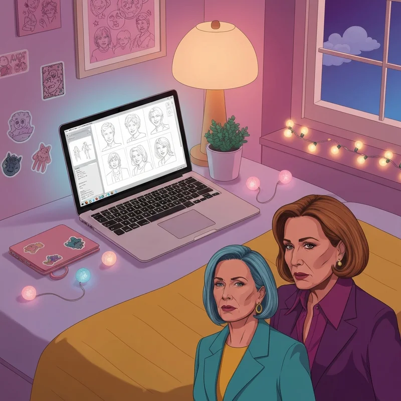 A laptop screen showing dork diaries games character creator in a cozy bedroom setting.