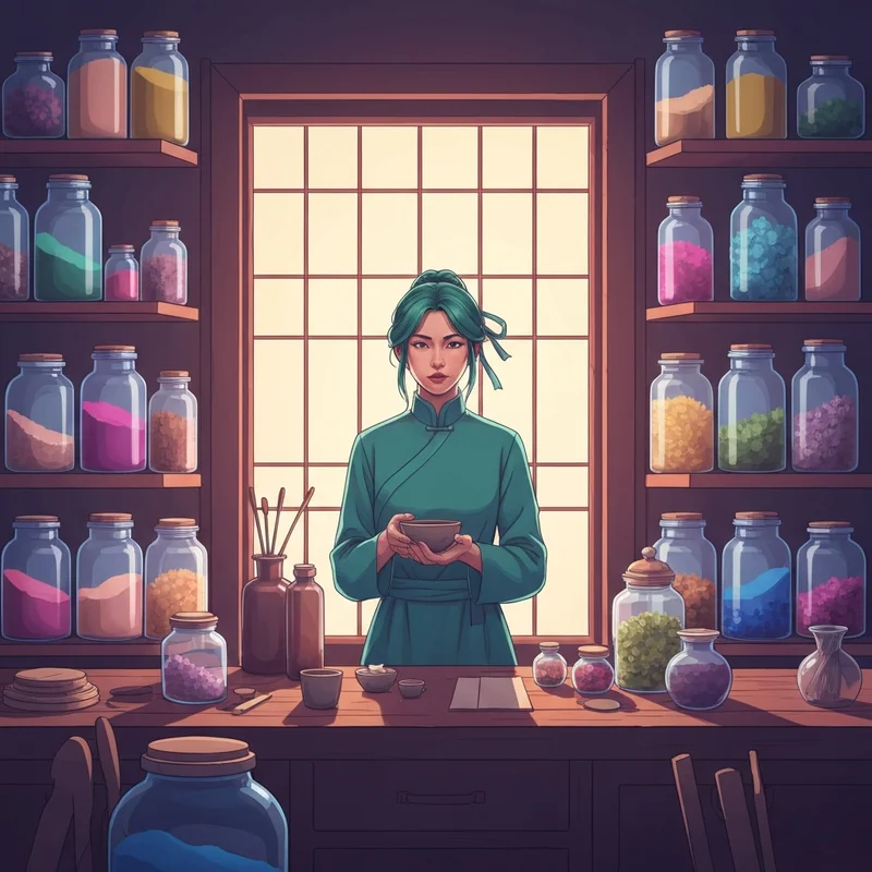 A cinematic portrayal of Maomao in her laboratory awaiting the apothecary diaries season 2 release date netflix.