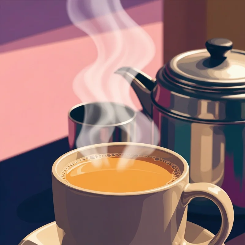 A perfectly brewed cup of authentic hk milk tea in a traditional ceramic mug.