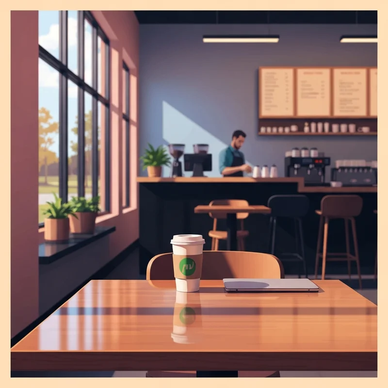 A cozy and productive morning scene at a Starbucks Jackson TN location featuring a laptop and fresh coffee.