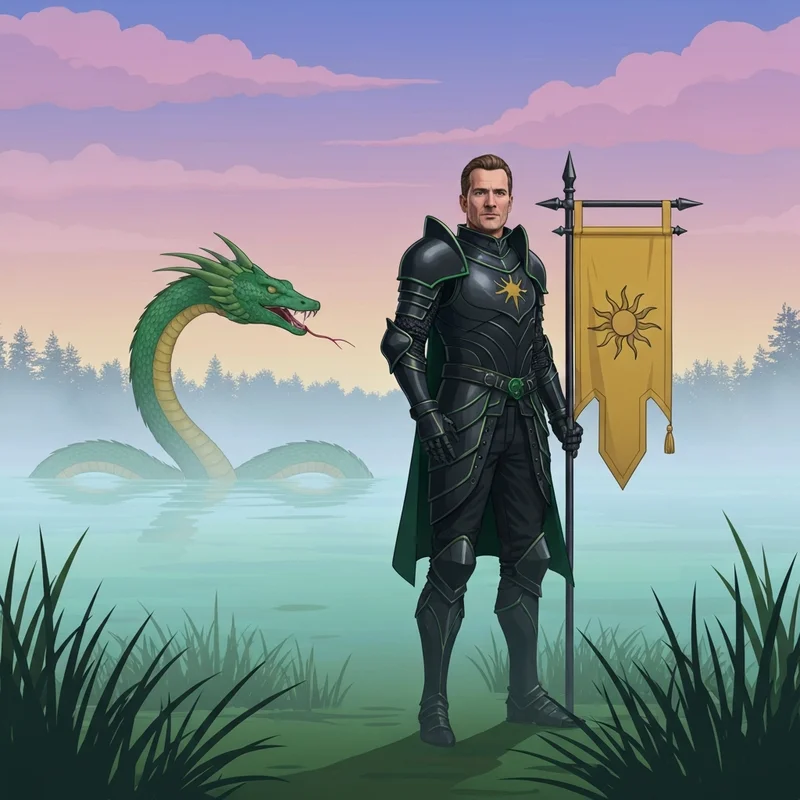 A knight in Elite Void armor from the osrs western provinces diary standing in a swamp.