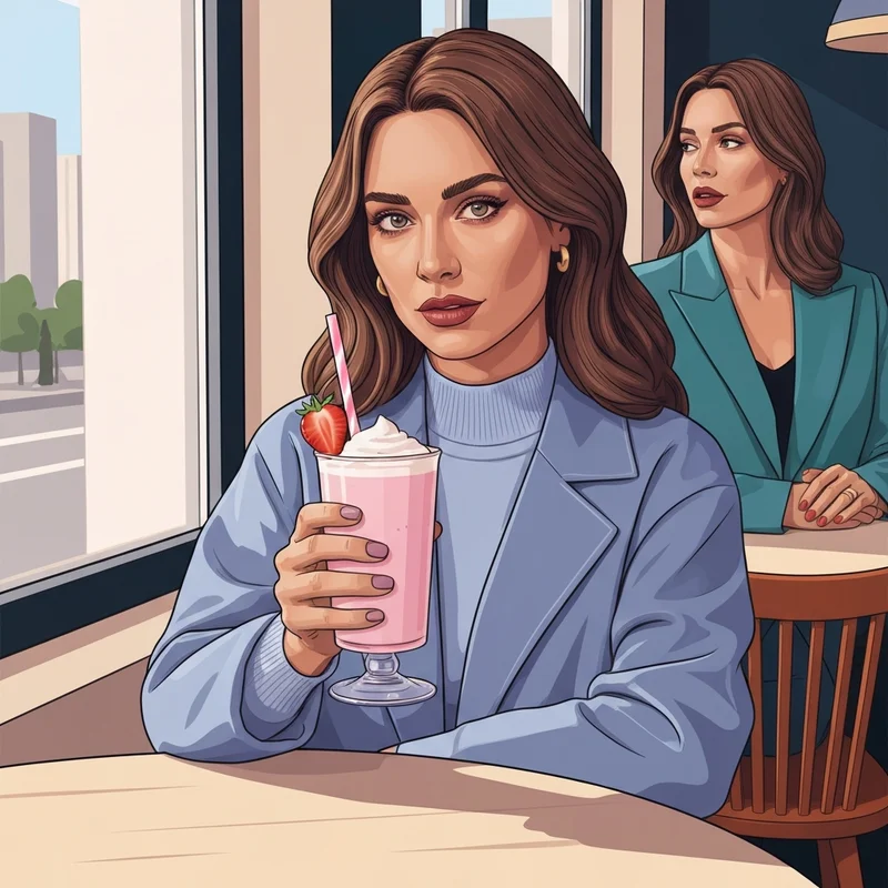 A close up of a person holding a beverage while wondering does starbucks pink drink have caffeine in a sunlit cafe.