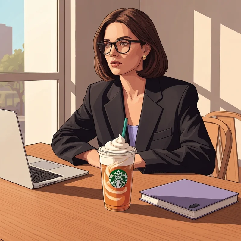 A perfectly customized Starbucks iced chai latte with vanilla sweet cream cold foam on a cafe table.