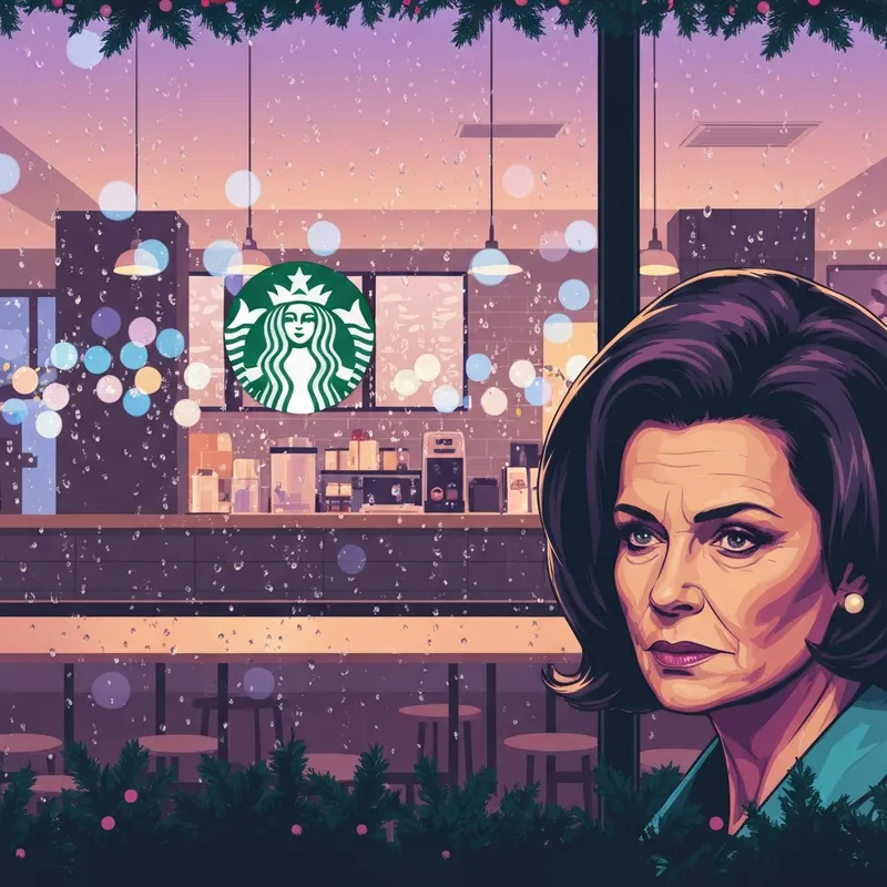 A cozy view of a café window on a winter night, perfect for those wondering is starbucks open on christmas eve.