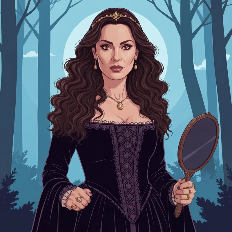 A cinematic portrayal of Katherine in The Vampire Diaries showing her survivalist nature and historical Bulgarian roots.