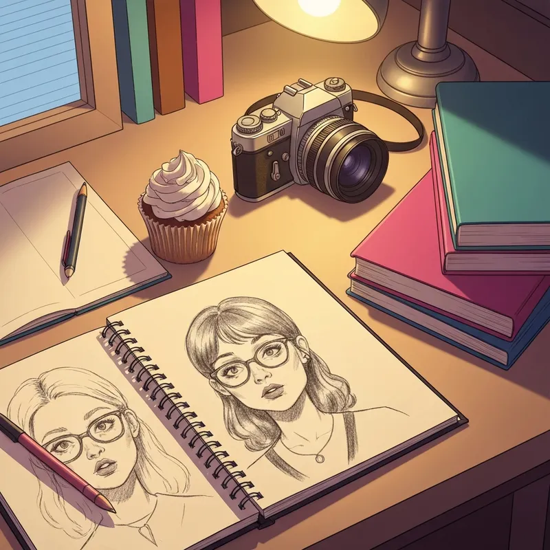 A nostalgic and aesthetic desk setup representing the wait for the dork diaries movie.