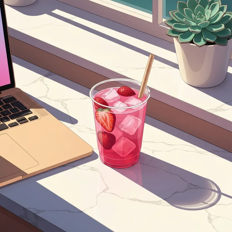 A close up of a pink drink showing how much caffeine in starbucks refresher beverages can be found in a typical afternoon treat.