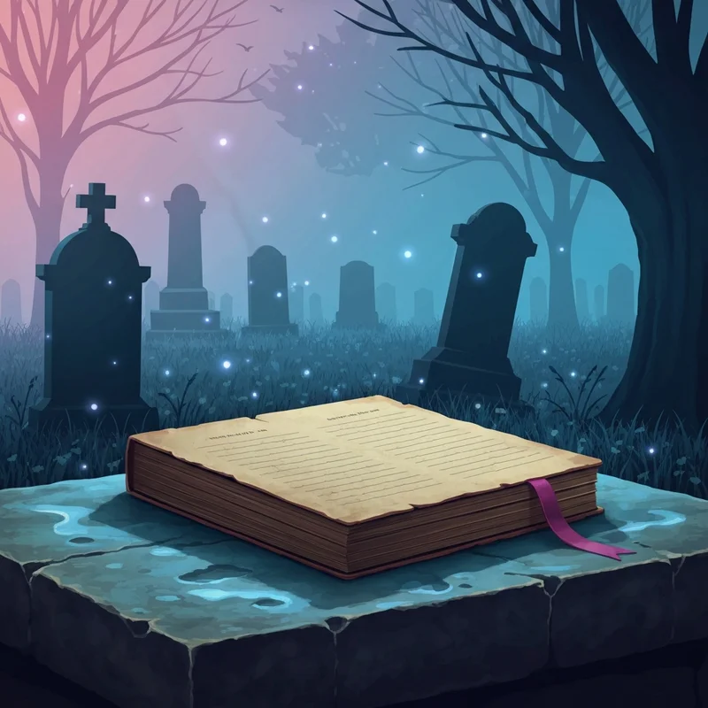 A vintage diary left in a moody, foggy cemetery reflecting the emotional depth of The Diary of Jane lyrics.