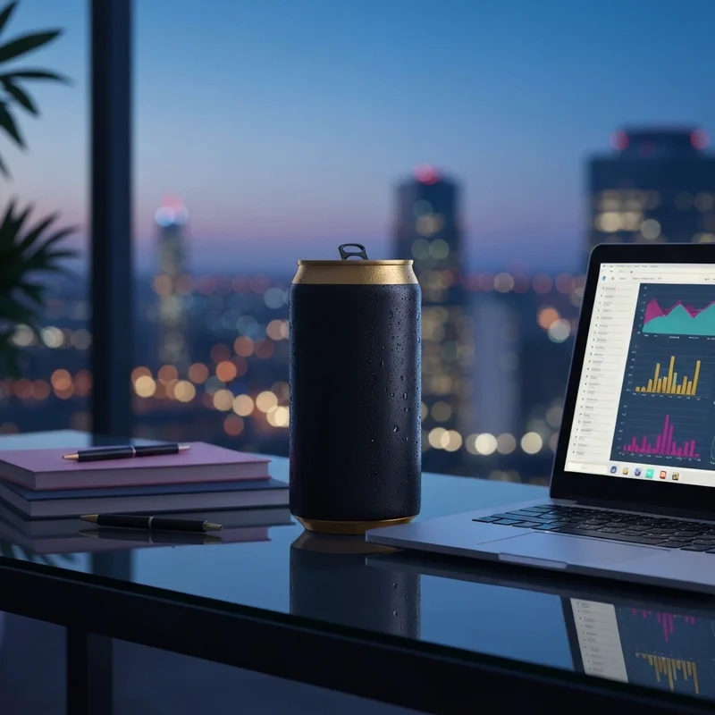A professional workspace featuring a can of starbucks doubleshot caffeine during a late-night study session.