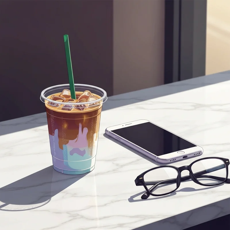 A macro-friendly low kcal starbucks iced shaken espresso on a marble desk, representing a healthy professional morning ritual.