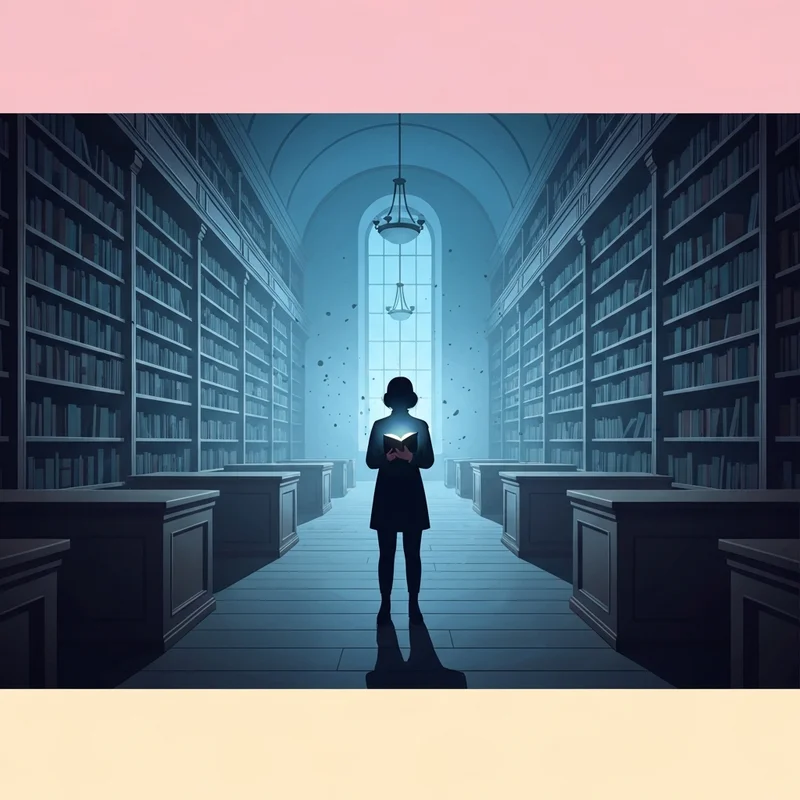 A person standing in a library reflecting the themes of The Diary of Jane