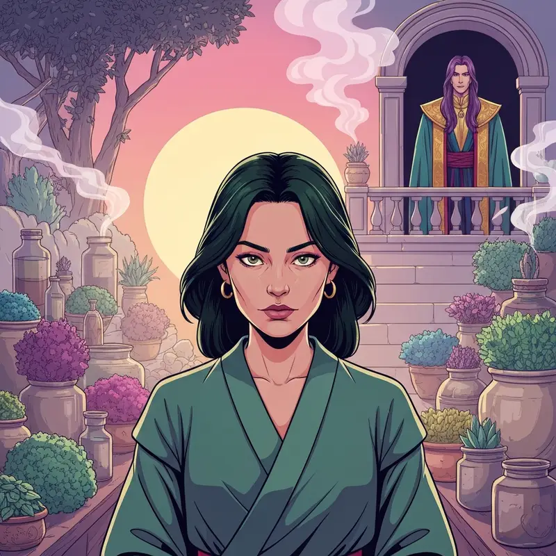 A symbolic representation of the tension found in apothecary diaries r34 content, featuring Maomao and Jinshi in a moonlit palace garden.