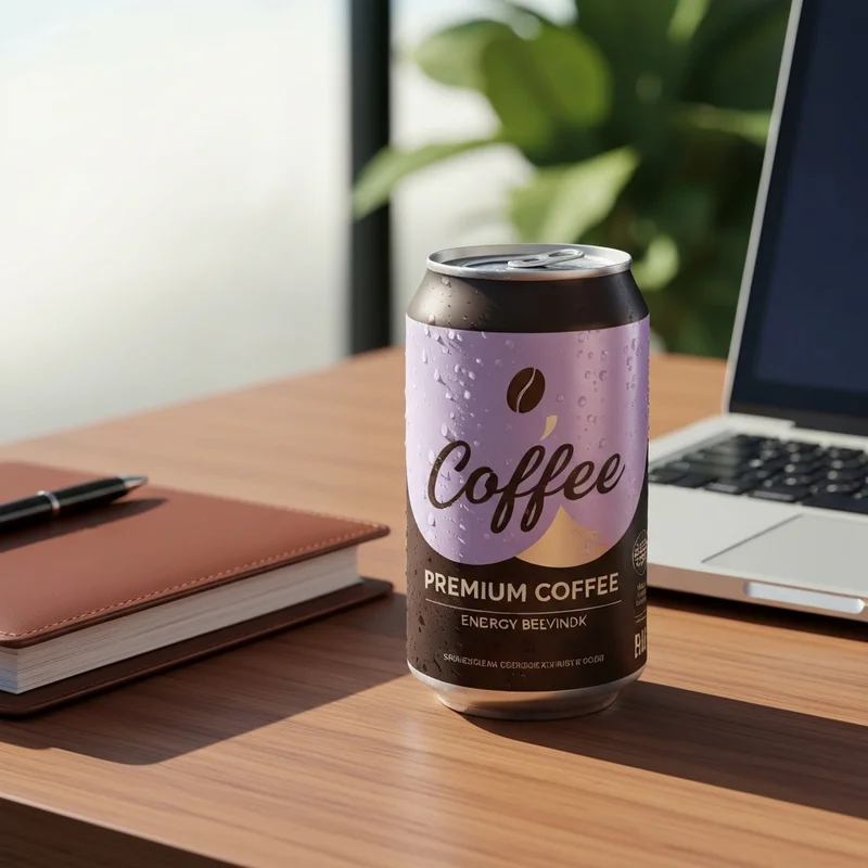A cold can of Starbucks Doubleshot Energy on a workspace desk.