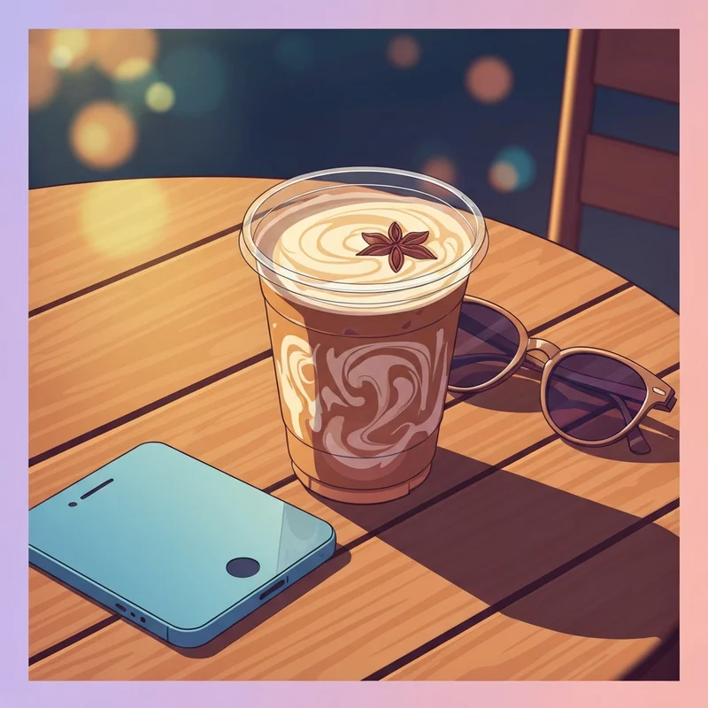 A perfectly customized dunkin chai latte with oat milk and cold foam on a sunny table.