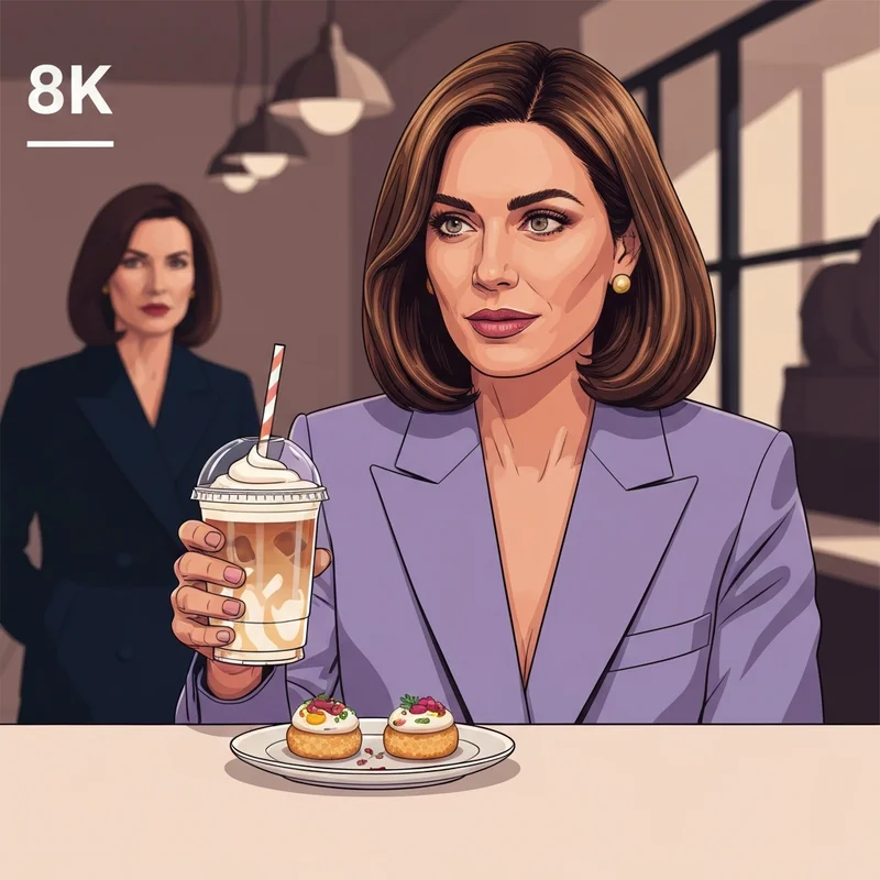 A woman enjoying a keto starbucks iced coffee with heavy cream and sugar-free vanilla.