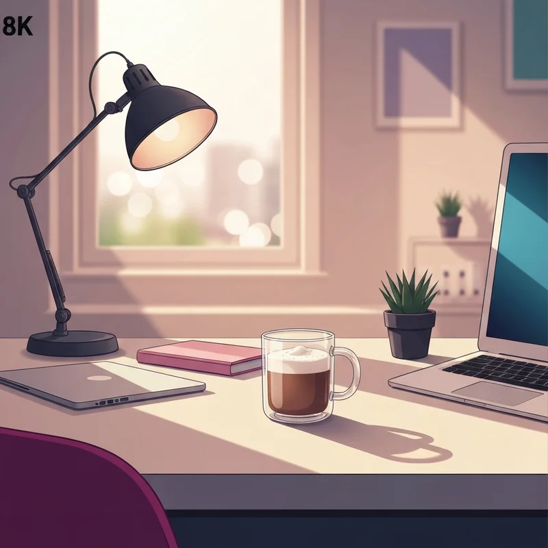 A close-up of a frothy mug made with starbucks premium instant coffee on a minimalist desk.
