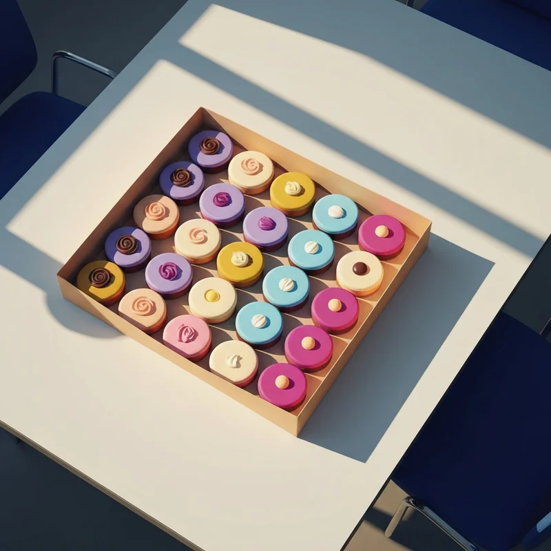 A close-up view of a box of pastries showing the variety available at the current dunkin munchkins price.