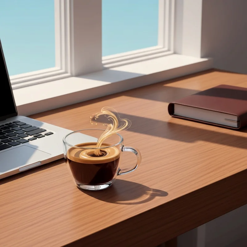 A perfectly prepared Starbucks Americano on a minimalist professional desk symbolizing productivity and clean energy.
