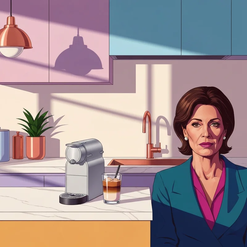 A modern home coffee station featuring a variety of starbucks espresso pods on a marble countertop.