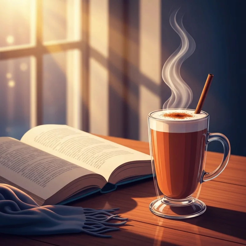 A cozy and aesthetic glass of a customized chai starbucks latte with cinnamon on top.