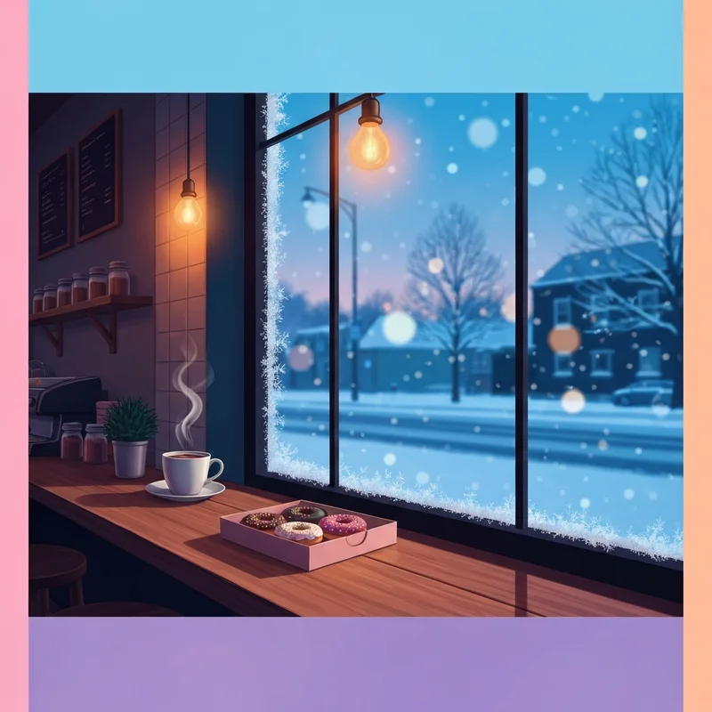 A cozy coffee shop window reflecting the morning light while searching is dunkin donuts open on christmas day for a holiday break.