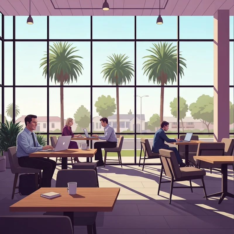 A professional tech worker focused on a laptop inside a bustling san jose california starbucks.