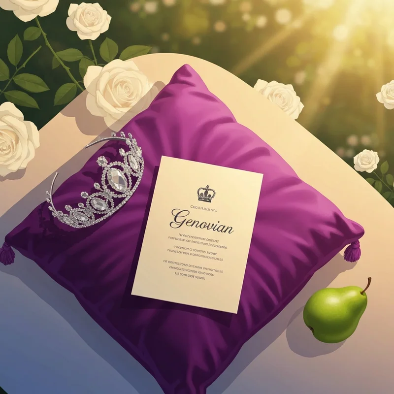 A royal invitation and tiara representing the cast of princess diaries 3 and the return to Genovia.