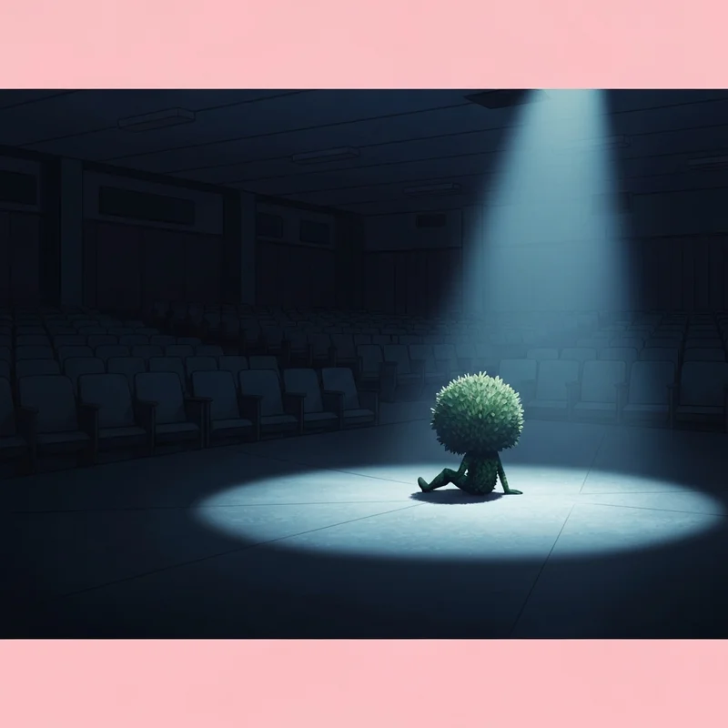 The ryan grantham diary of a wimpy kid character shrub costume on a dark stage.