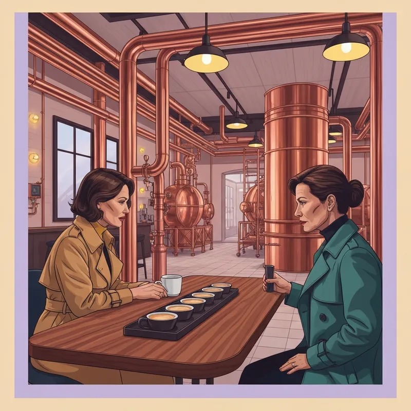 A stylish visitor capturing starbucks reserve seattle photos inside the iconic Capitol Hill Roastery with its massive copper cask.