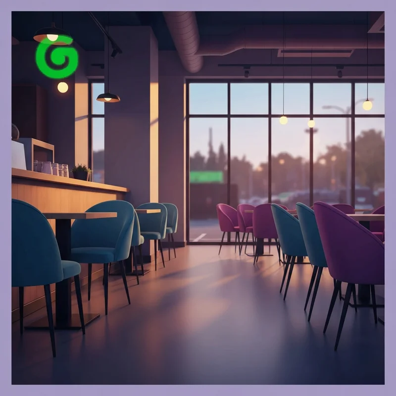 Interior of a modern cafe during the Starbucks North American reset, exploring is starbucks closing.