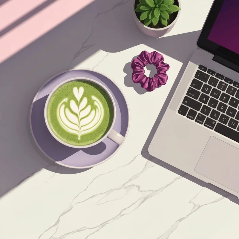 A high-quality ceremonial matcha latte caffeine source on a minimalist desk for a productive morning.
