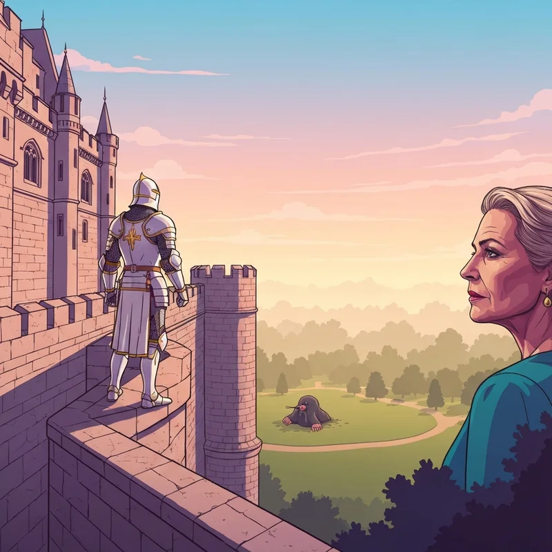 A White Knight looking over Falador representing the completion of the falador diary osrs.