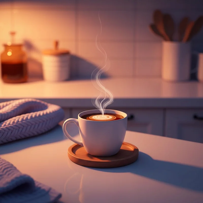 A steaming mug of milk in tea showcasing a creamy swirl for a self-care ritual.