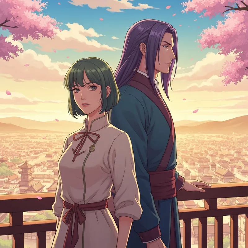 Maomao and Jinshi looking over the Western Capital in anticipation of apothecary diaries season 3