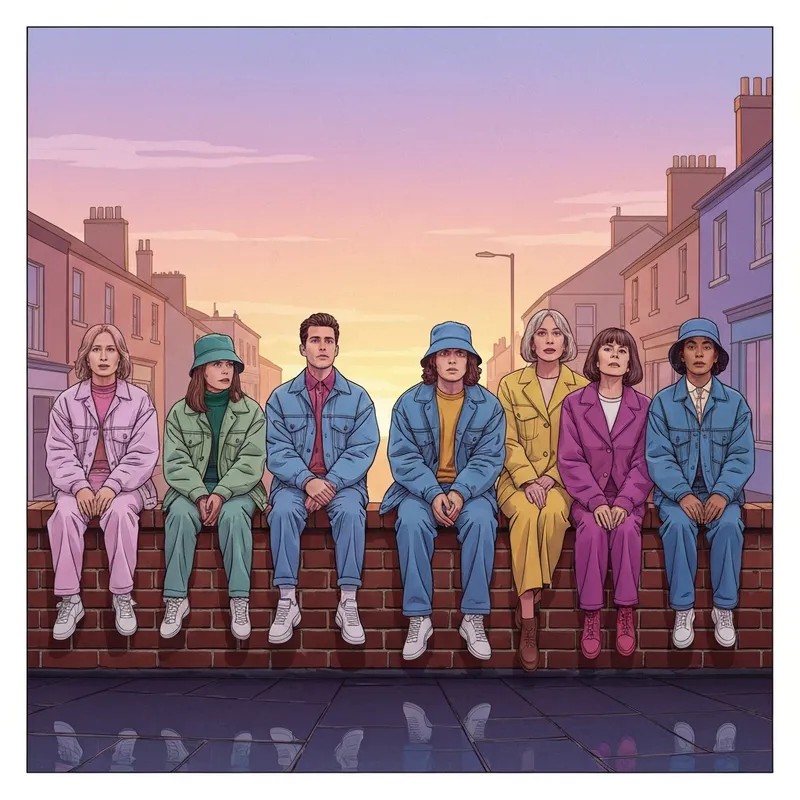 The iconic my mad fat diary cast ensemble aesthetic featuring 90s fashion and emotional teen friendship.