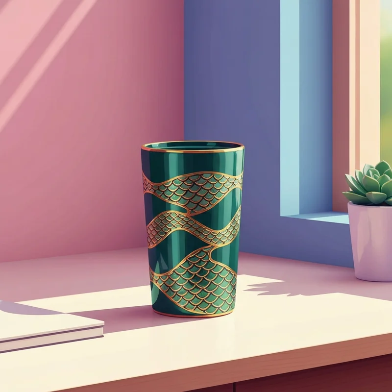 The limited edition Starbucks snake cup for the 2025 Lunar New Year on a minimalist desk.