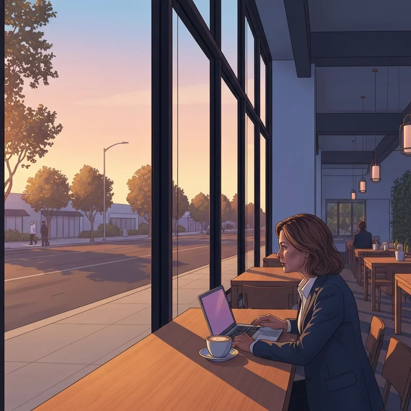 A professional woman working in a cafe as an alternative to starbucks walnut creek.