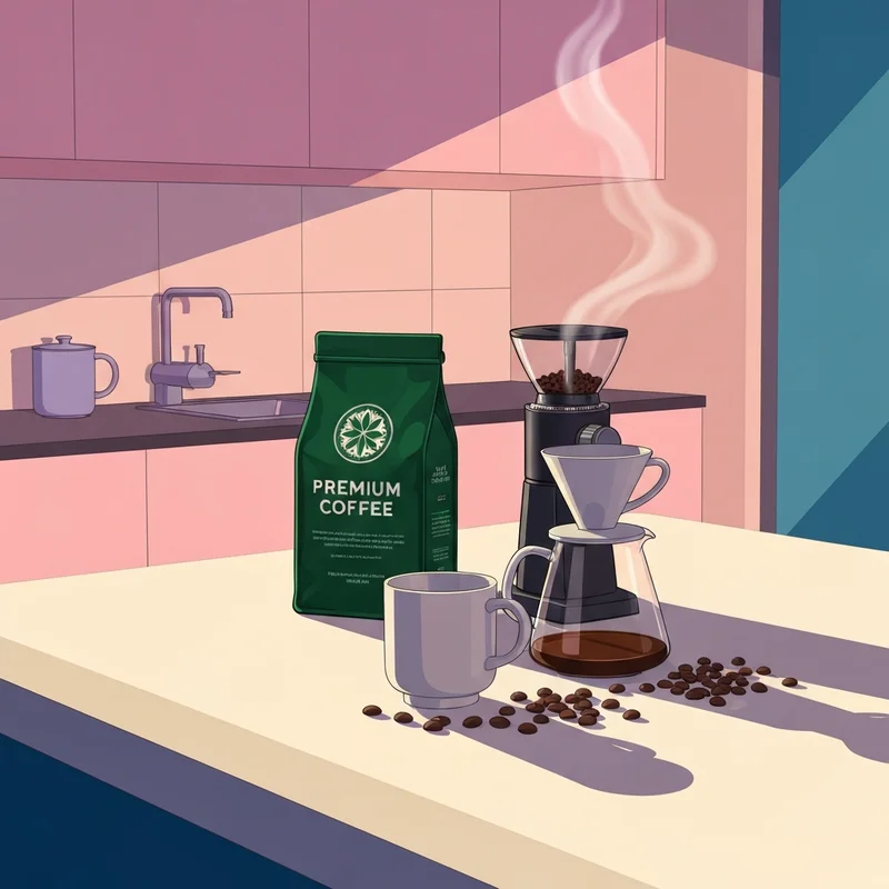 A professional home coffee setup featuring starbucks whole bean coffee and a burr grinder in a bright kitchen.