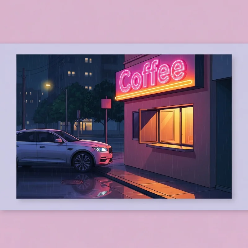 A glowing neon sign at night while a customer wonders what time do dunkin close for a late coffee run.